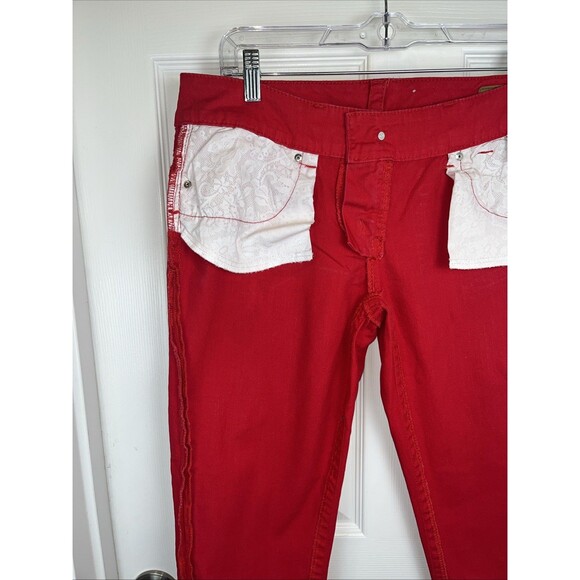 Seven7 Red Capris Women's 12 Crop Pants Clean Flat Front Stretch Summer - Picture 13 of 16